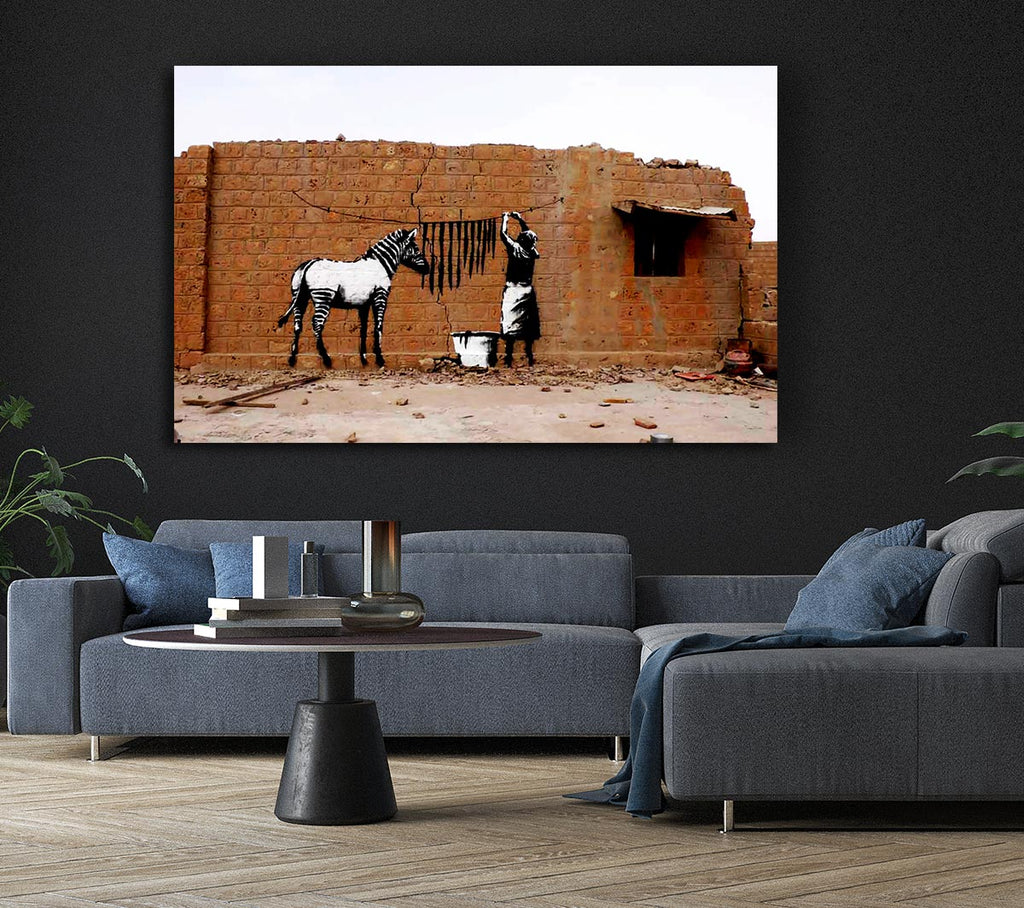Picture of Zebra Stripes Washing Canvas Print Wall Art