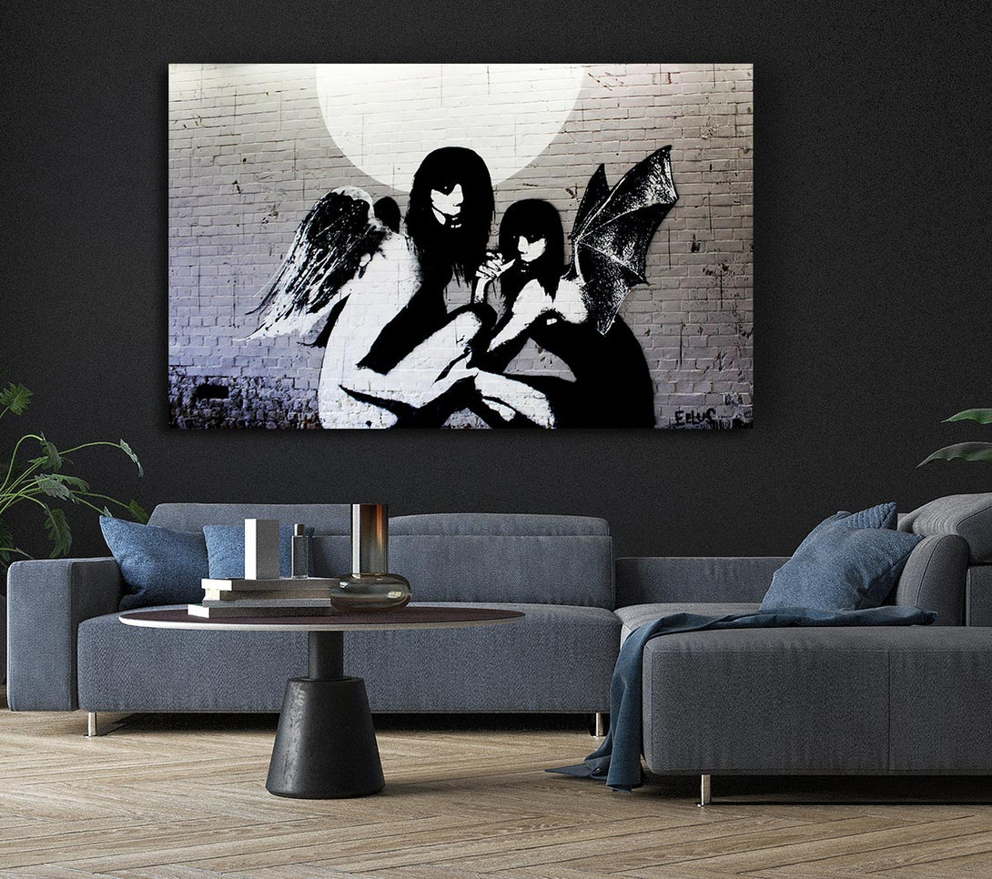 Picture of Angels In Moonlight Canvas Print Wall Art