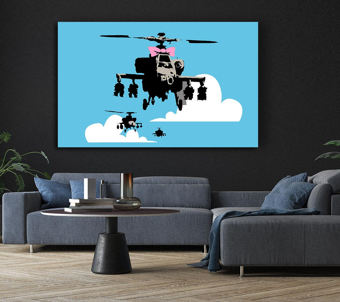 Picture of Hellicopter Bow Blue Canvas Print Wall Art