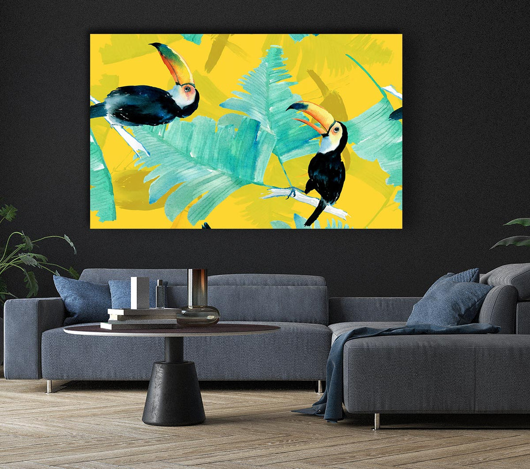Picture of Toucan Palm Leaves Canvas Print Wall Art