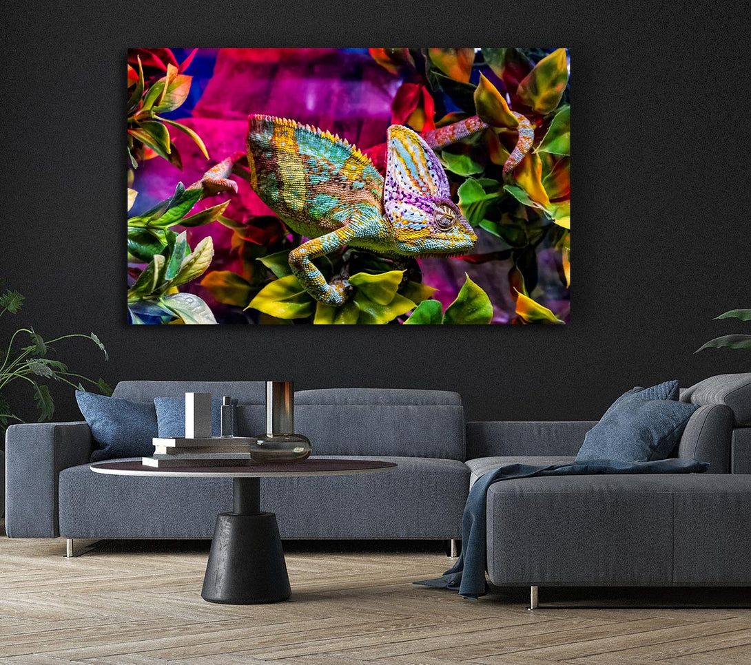 Picture of Chameleon In The Pink Canvas Print Wall Art