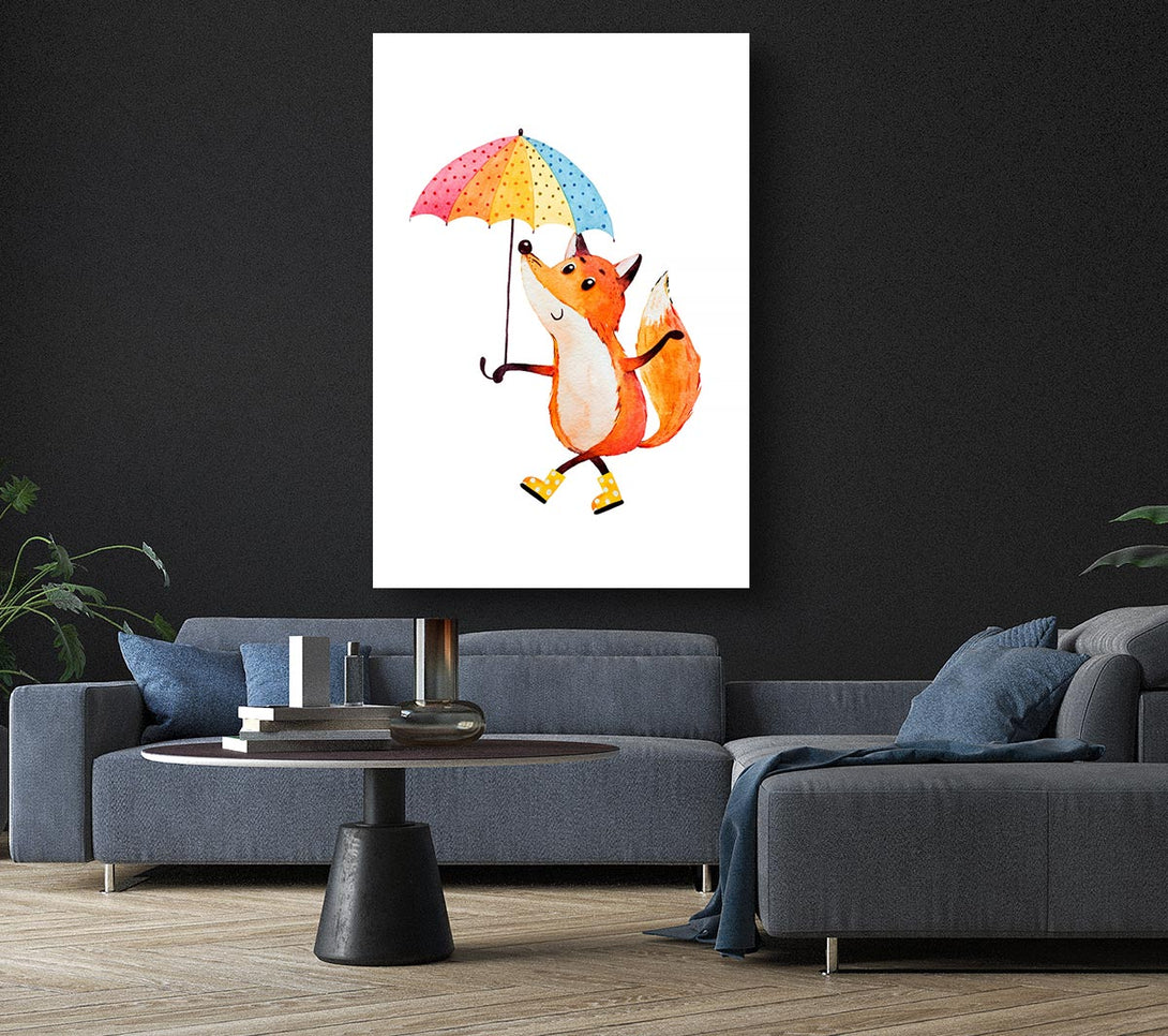 Picture of Foxy In The Rain Canvas Print Wall Art
