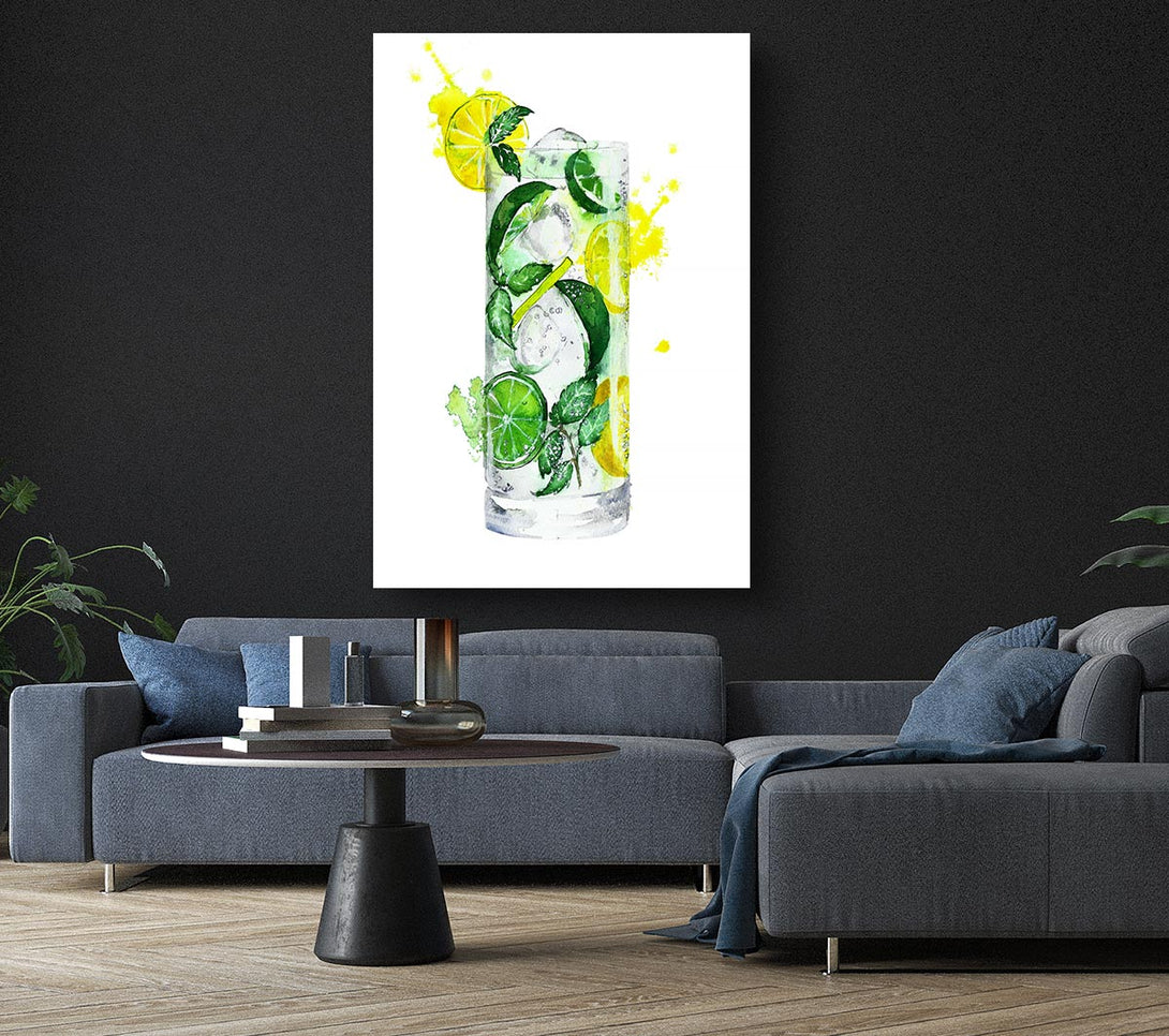 Picture of Tall Glass Of Gin And Tonic Canvas Print Wall Art