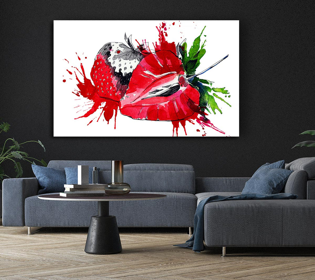 Picture of Strawberry Splash Canvas Print Wall Art