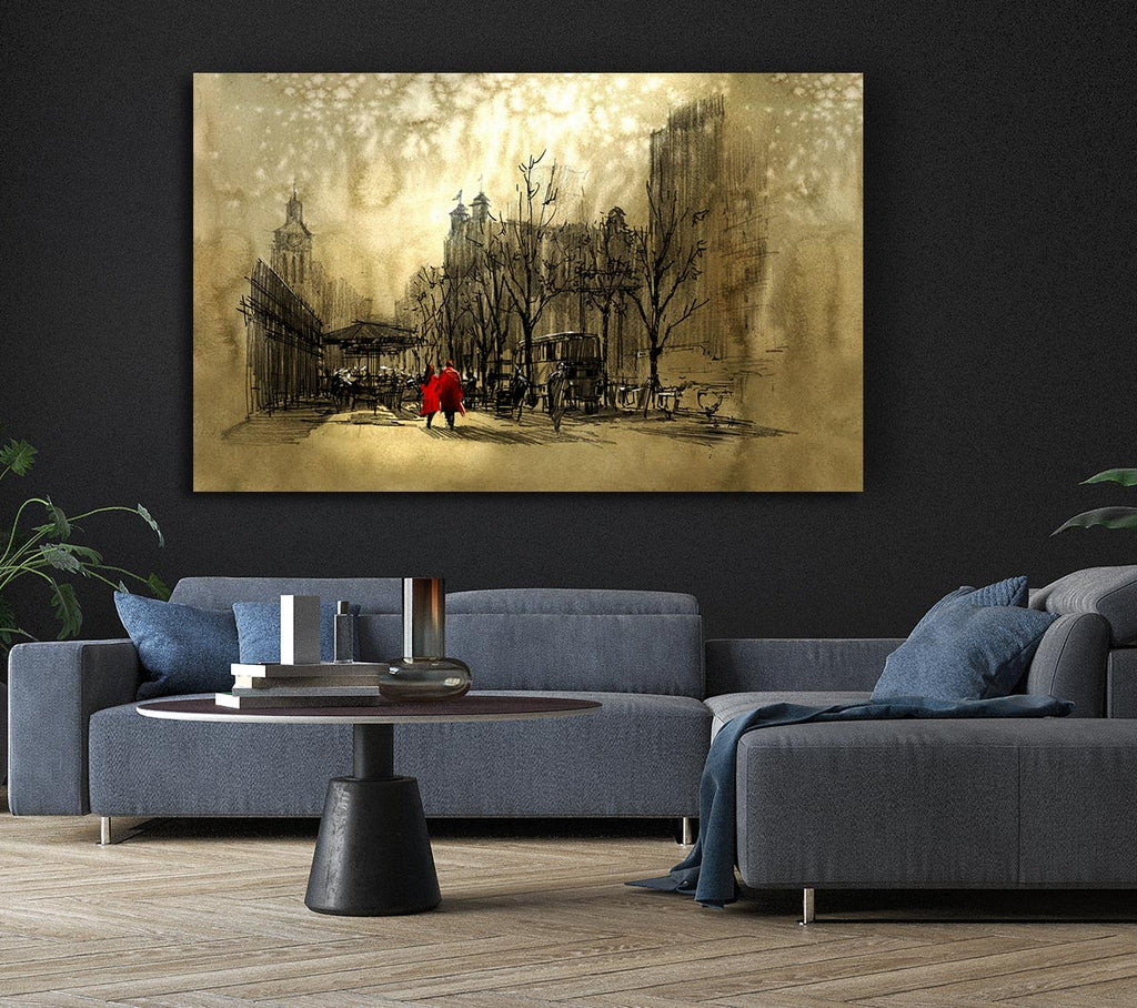 Picture of Golden City Walk Canvas Print Wall Art