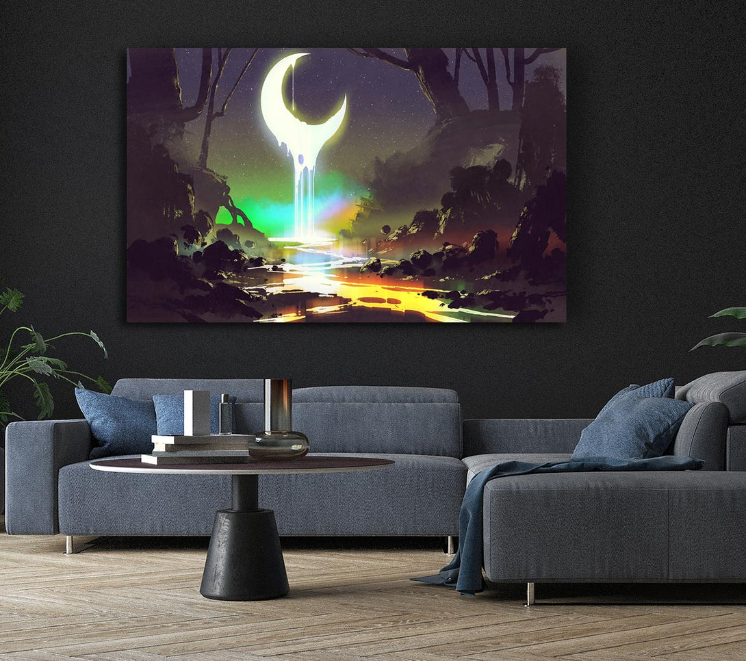 Picture of Lava Moon Melting Into The River Canvas Print Wall Art