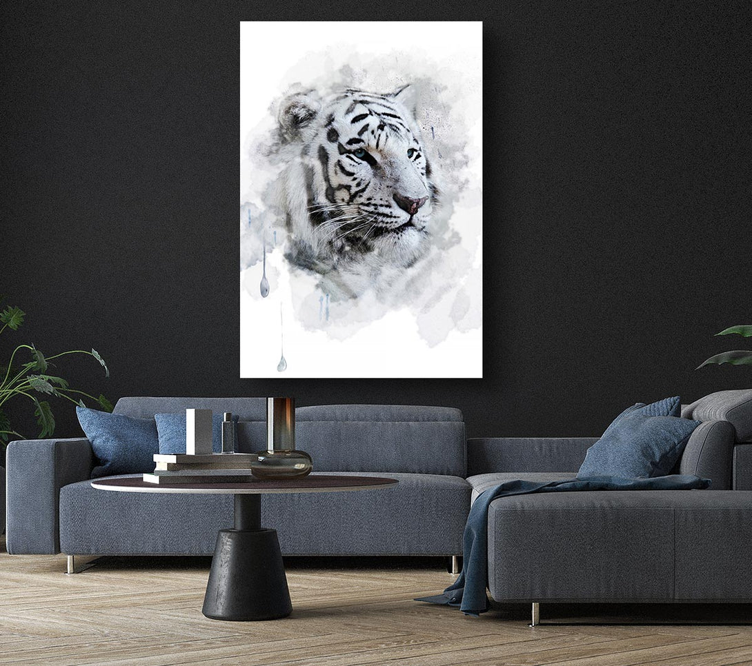 Picture of White Tiger Blue Eyes Canvas Print Wall Art