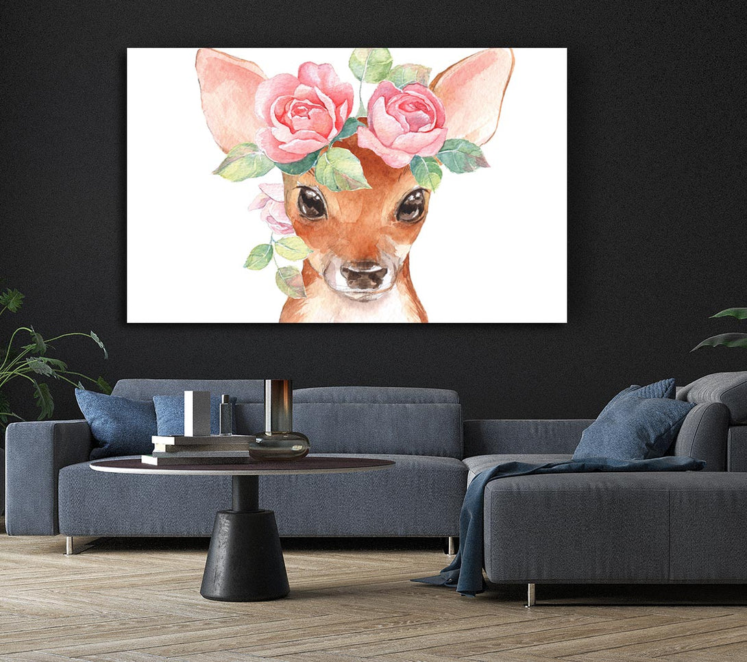 Picture of Water Colour Floral Deer Canvas Print Wall Art