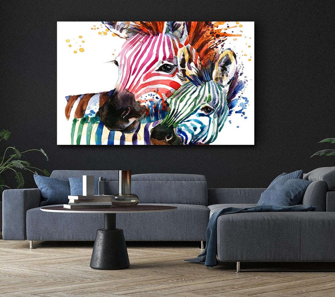 Picture of Multicoloured Rainbow Zebra Canvas Print Wall Art