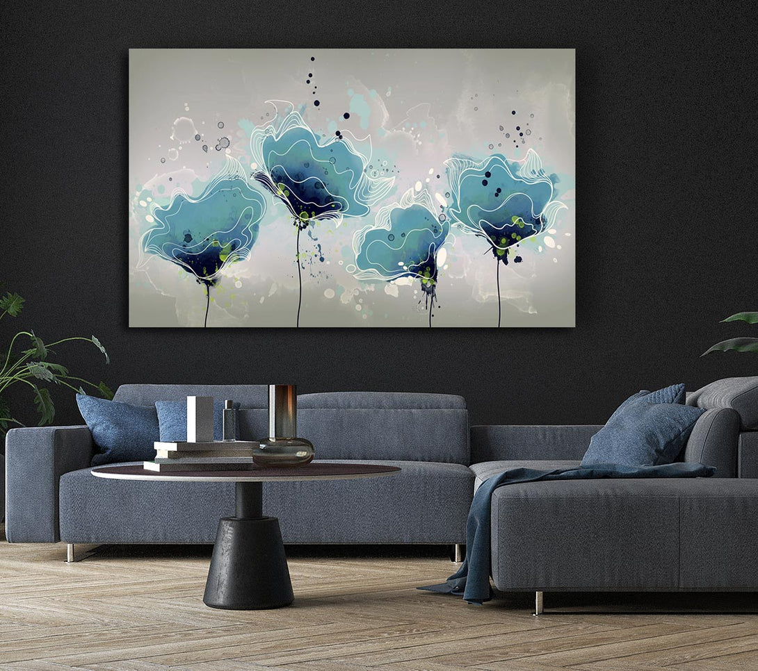 Picture of Blue Jazz Flowers Canvas Print Wall Art