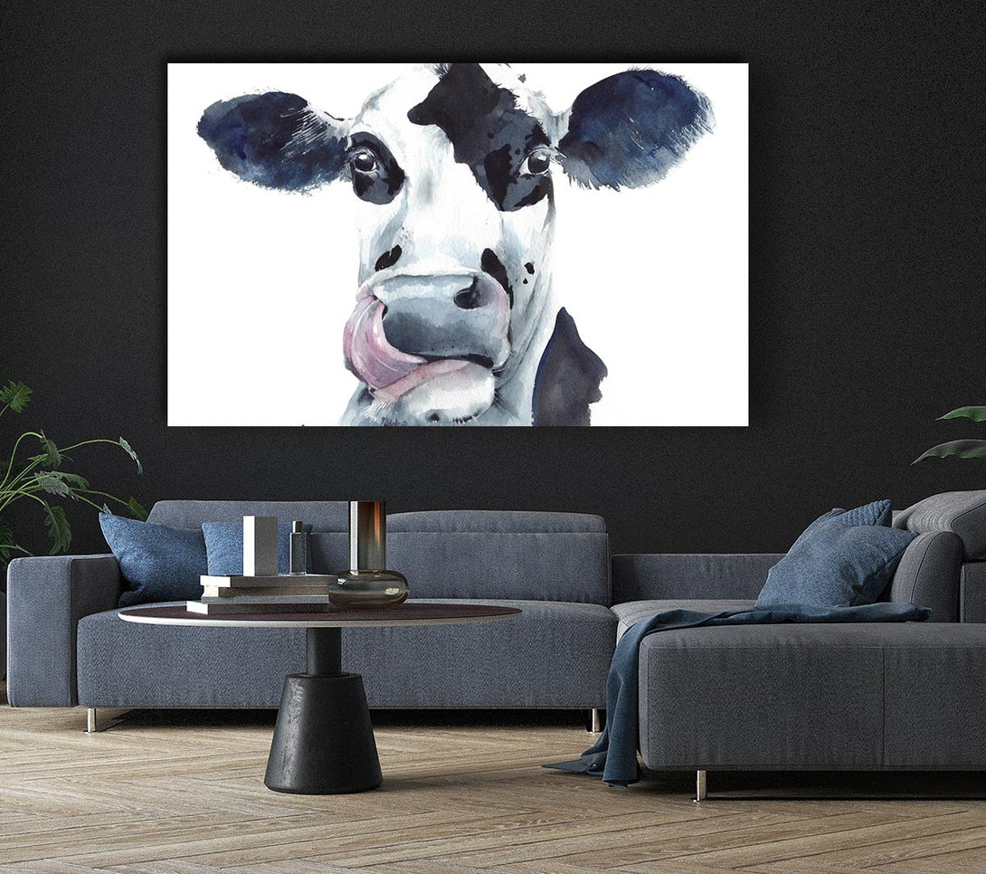 Picture of Cow Licking Canvas Print Wall Art