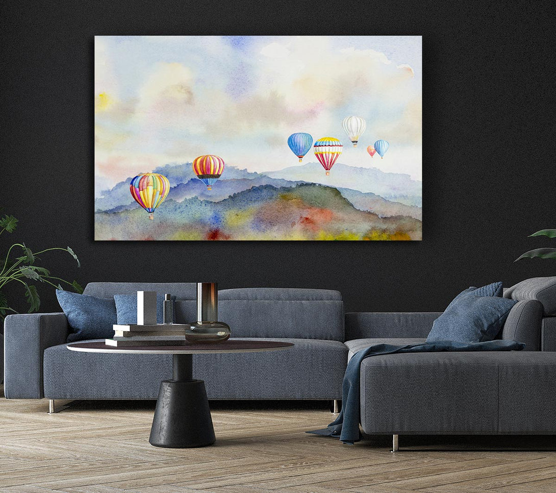 Picture of Hot Air Balloons In The Valley Canvas Print Wall Art