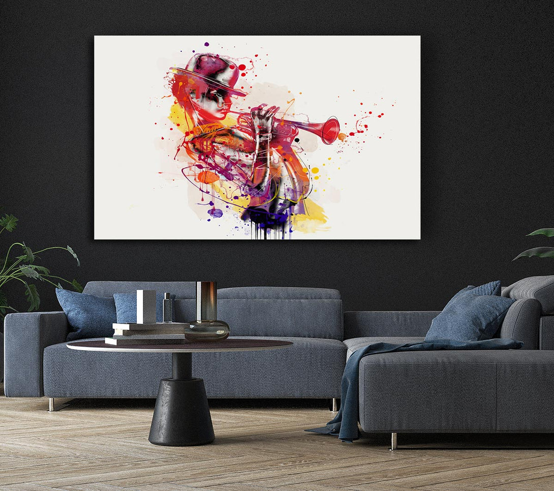 Picture of Playing The Horn Canvas Print Wall Art