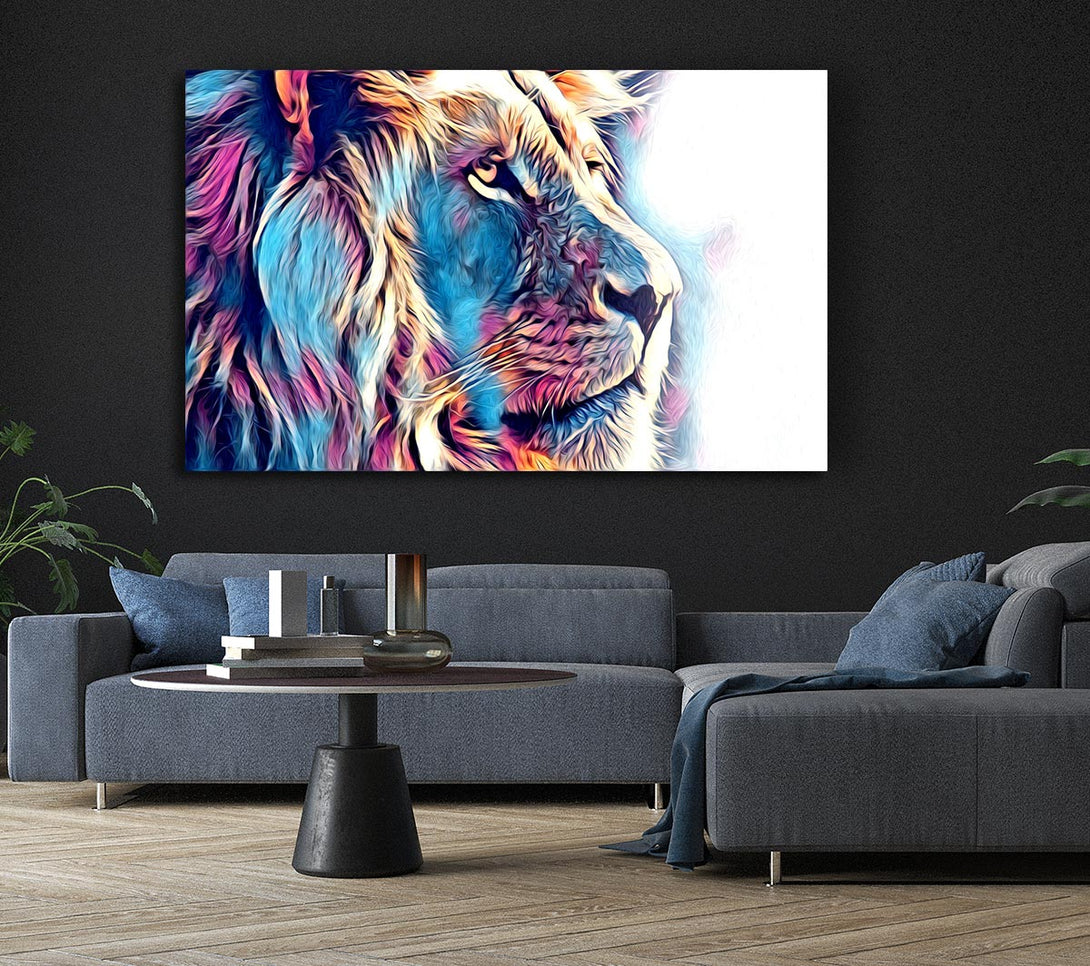 Picture of Cool Blues Lion Canvas Print Wall Art