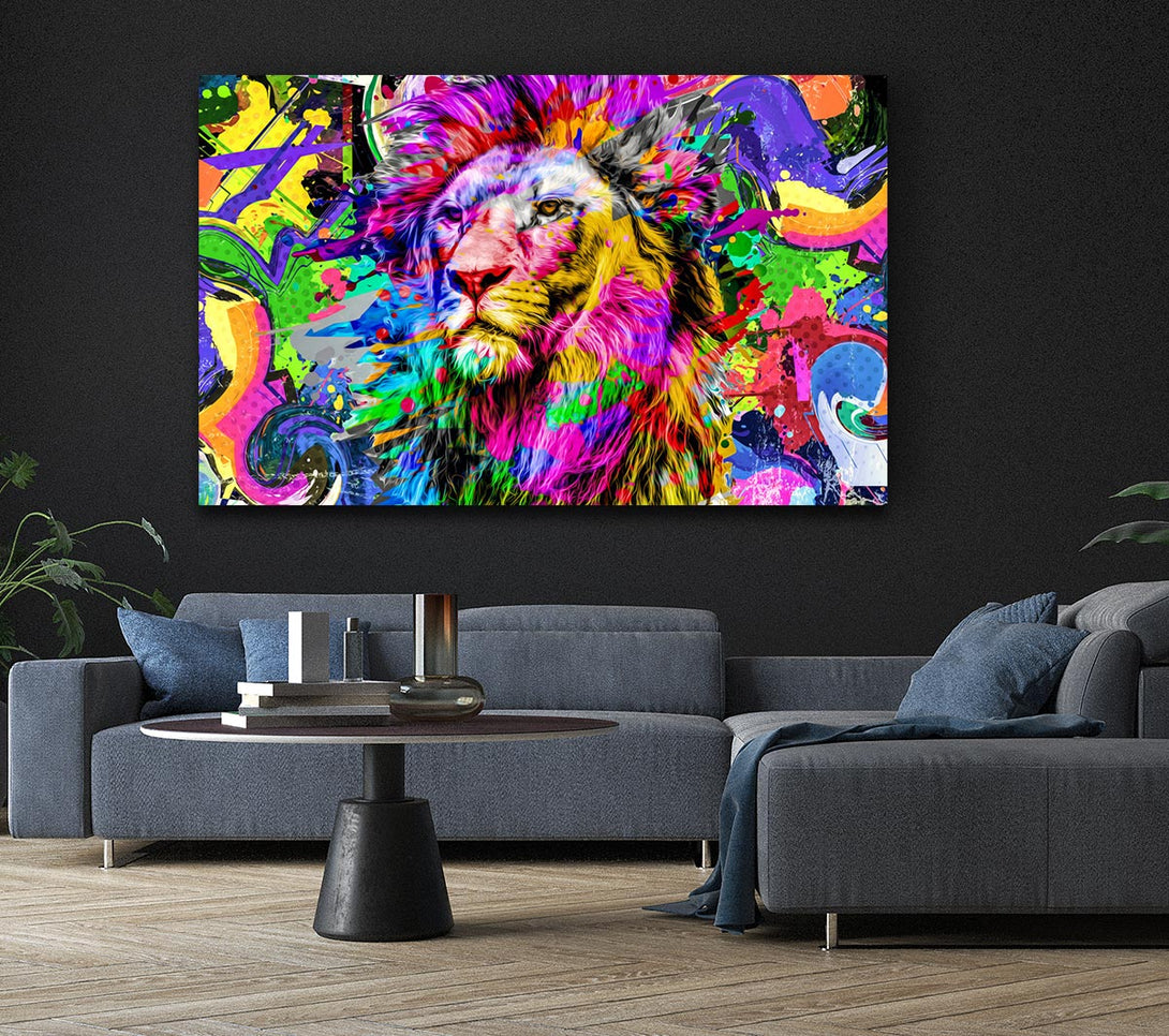 Picture of Rainbow Vivid Lion Canvas Print Wall Art