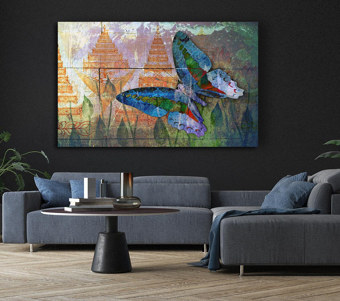 Picture of The Vivid Butterfly Grunge Canvas Print Wall Art
