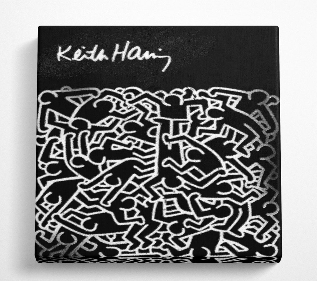 A Square Canvas Print Showing Keith Haring People Square Wall Art