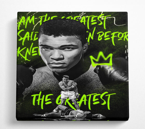A Square Canvas Print Showing Muhammad Ali The Greatest Square Wall Art