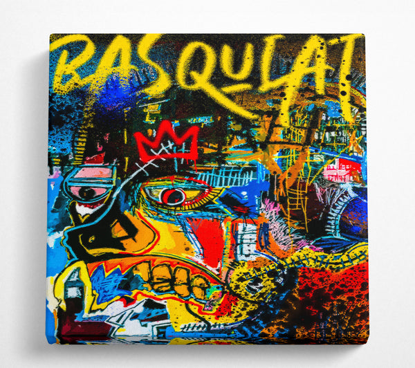 A Square Canvas Print Showing Abstract Face Basquiat Square Wall Art