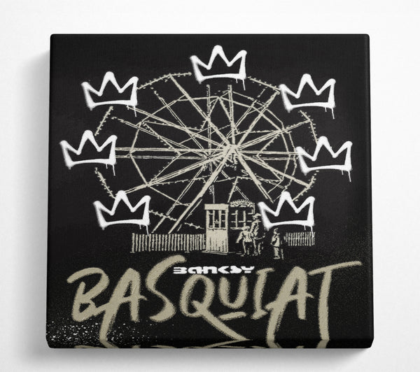 A Square Canvas Print Showing Banksy Jean Michel Basquiat Square Wall Art