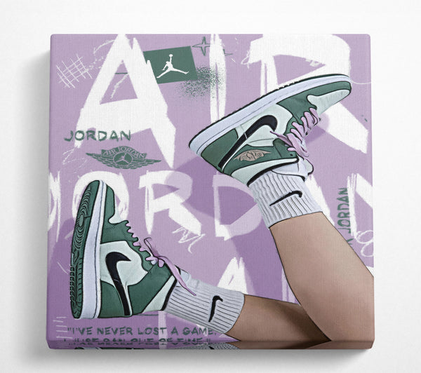 A Square Canvas Print Showing Jordan Trainers Square Wall Art