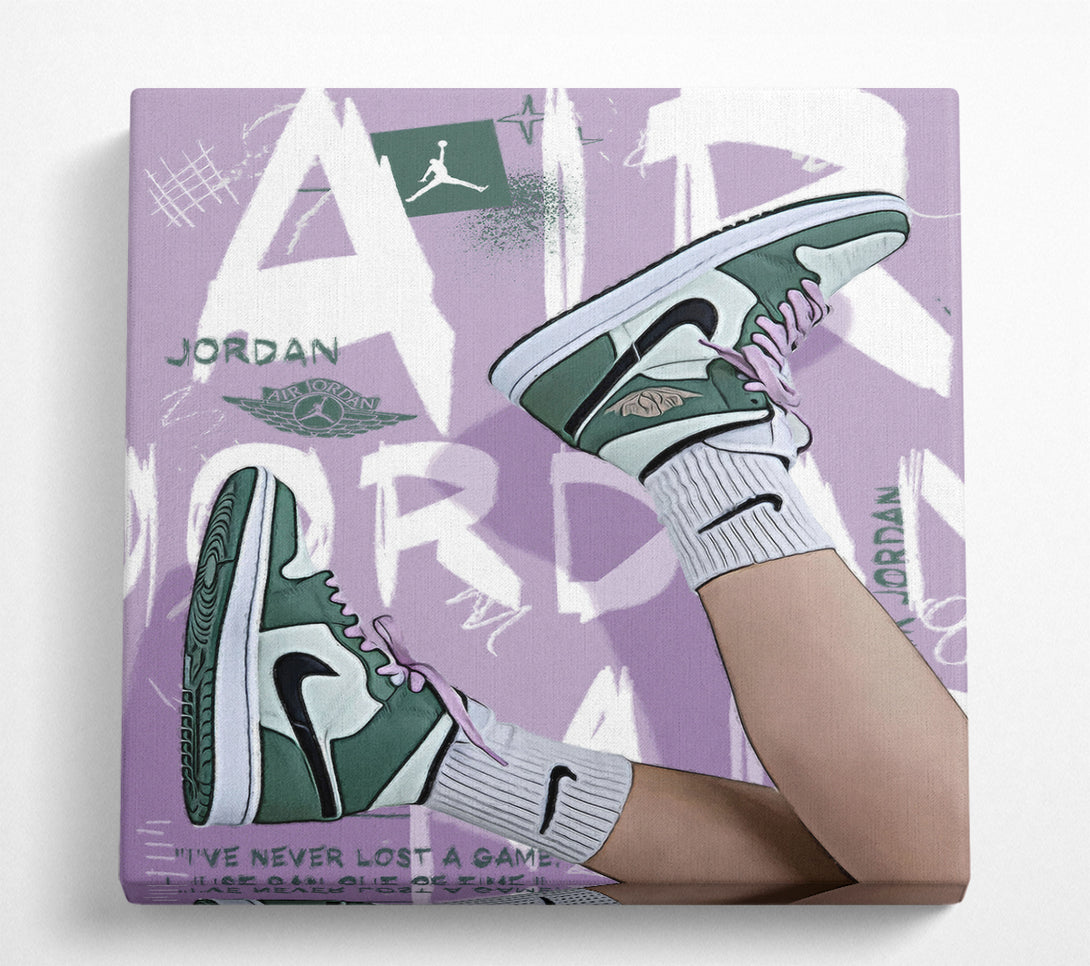 A Square Canvas Print Showing Jordan Trainers Square Wall Art