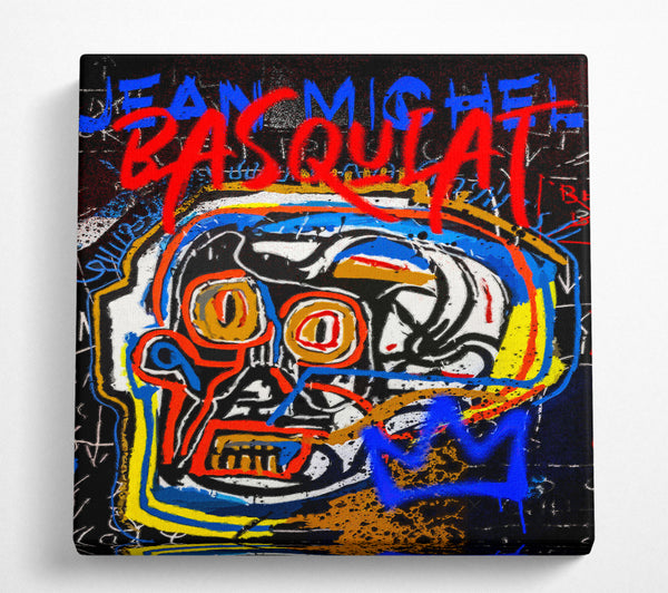 A Square Canvas Print Showing Jean Michel Basquiat Skull Square Wall Art