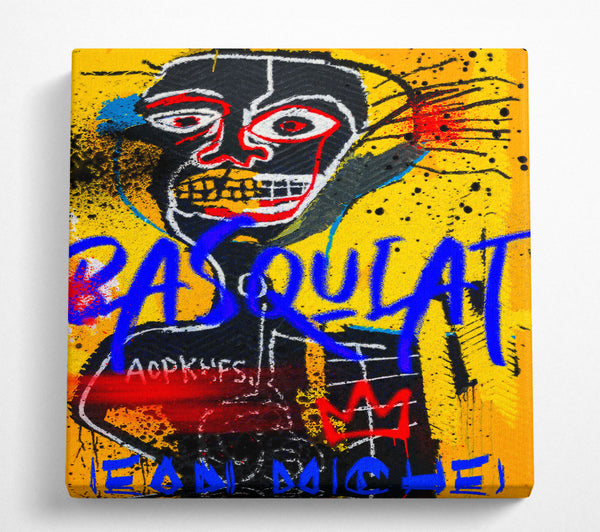 A Square Canvas Print Showing Jean Michel Basquiat Figure Square Wall Art