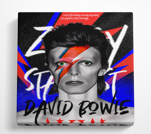 A Square Canvas Print Showing David Bowie Ziggy Stardust Square Wall Art