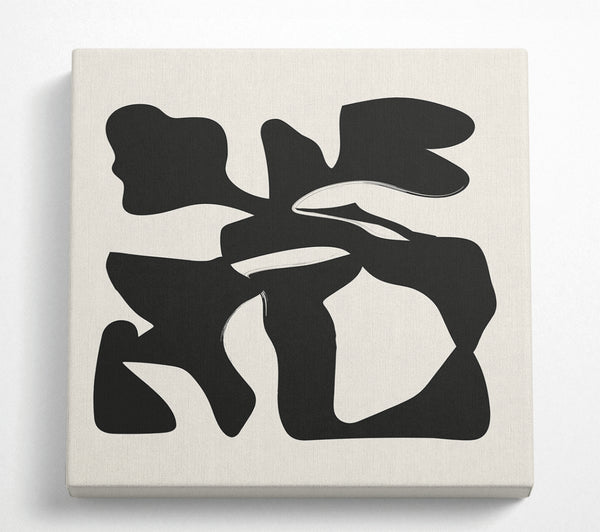 A Square Canvas Print Showing Black Abstract Splodge Square Wall Art