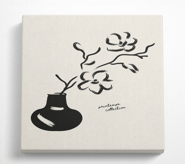 A Square Canvas Print Showing Flower In A Pot Square Wall Art