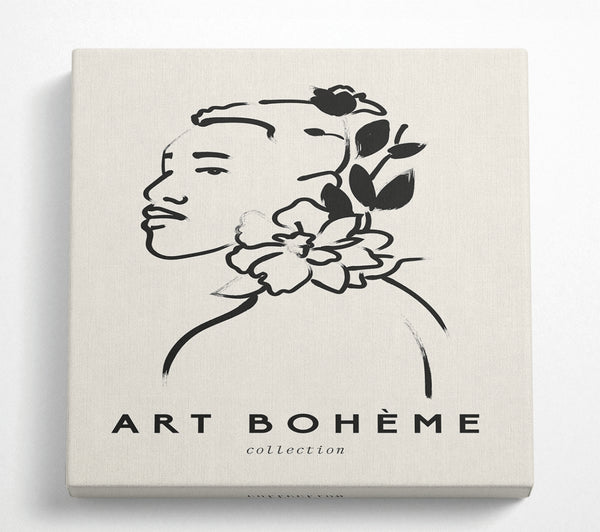 A Square Canvas Print Showing Woman With Flowers Square Wall Art