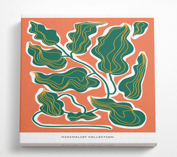 A Square Canvas Print Showing Orange And Green Leaves Square Wall Art