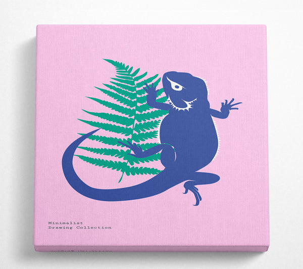 A Square Canvas Print Showing Bearded Dragon And Fern Square Wall Art