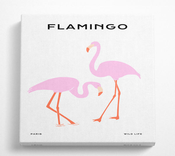 A Square Canvas Print Showing Pink Flamingo Square Wall Art