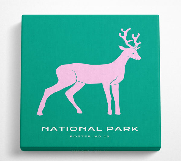 A Square Canvas Print Showing National Park Stag Square Wall Art