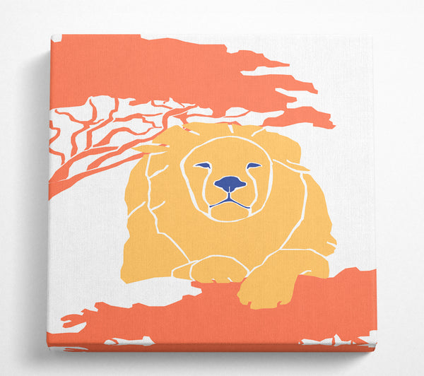 A Square Canvas Print Showing Lion Waiting Square Wall Art