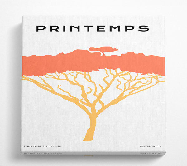 A Square Canvas Print Showing African Tree Orange Square Wall Art