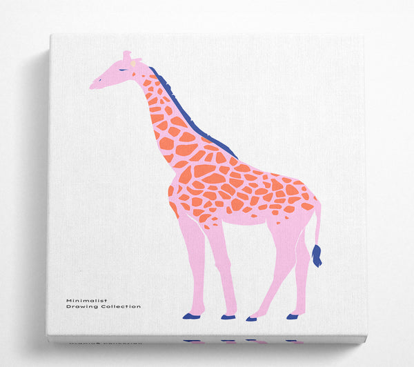 A Square Canvas Print Showing Pink Giraffe Square Wall Art