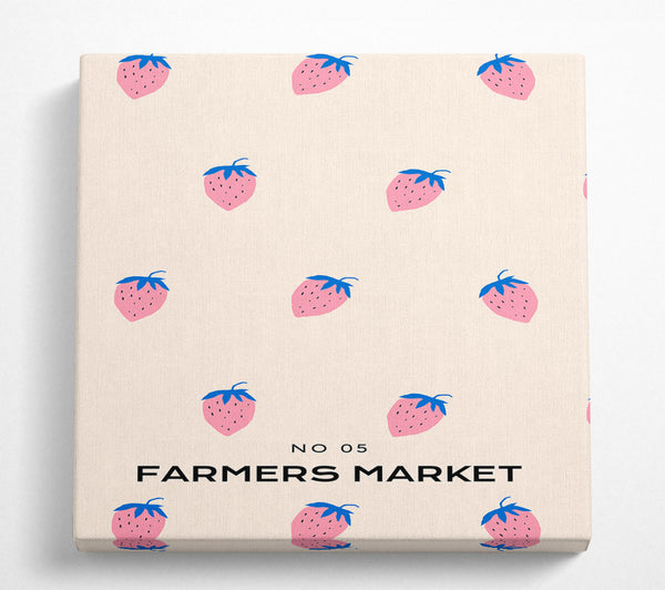 A Square Canvas Print Showing Strawberries Farmers Market Square Wall Art