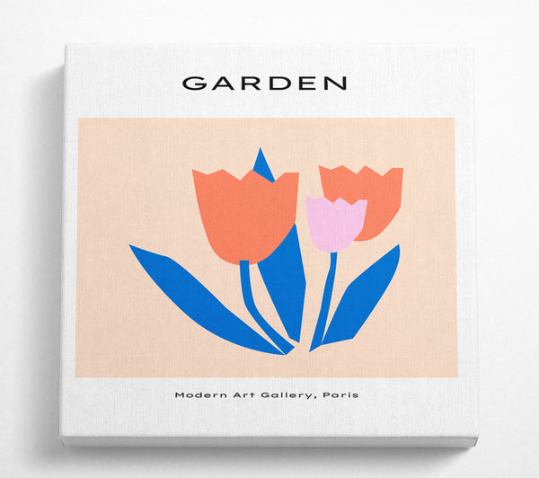 A Square Canvas Print Showing The Tulip Garden Square Wall Art