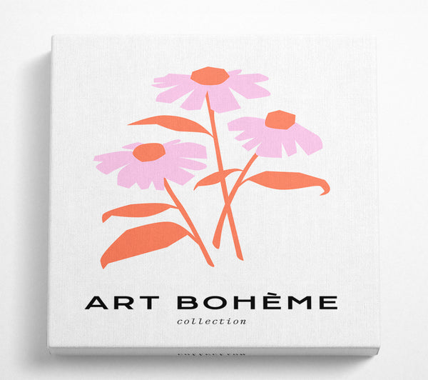 A Square Canvas Print Showing The Pink Daisies Square Wall Art