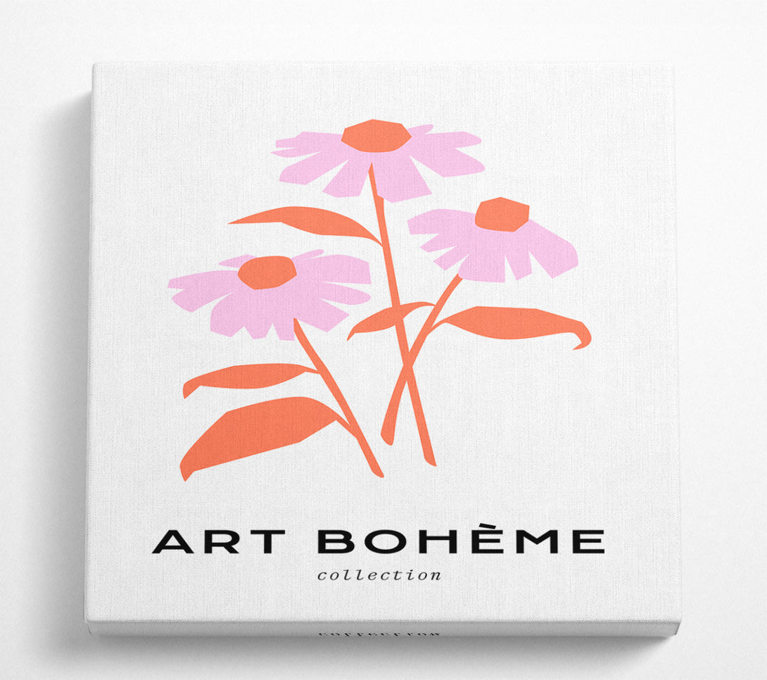 A Square Canvas Print Showing The Pink Daisies Square Wall Art