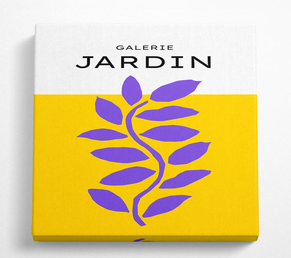A Square Canvas Print Showing Purple Plant On Mustard Yellow Square Wall Art