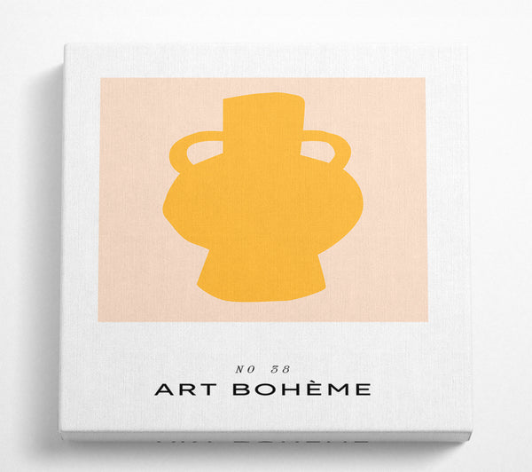 A Square Canvas Print Showing Simple Yellow Vase Square Wall Art