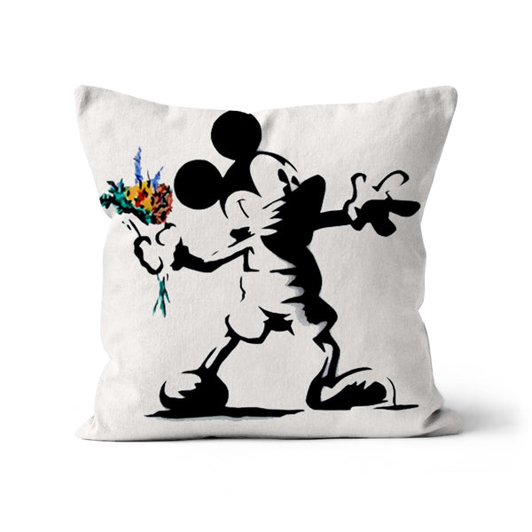 Mickey Flower Thrower Banksy Cushion