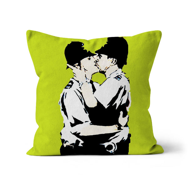 Kissing Cops Banksy Cushion