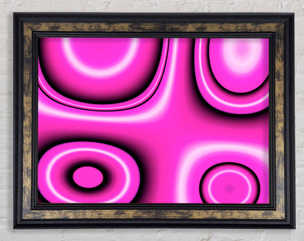 Circles In Squares Pink Framed Print