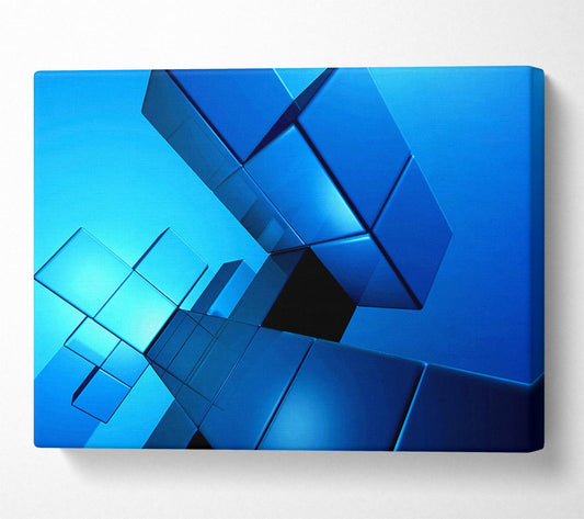 Cylinderical Blue Canvas Wall Art