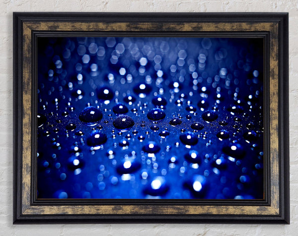 Drops On Blue Framed Print